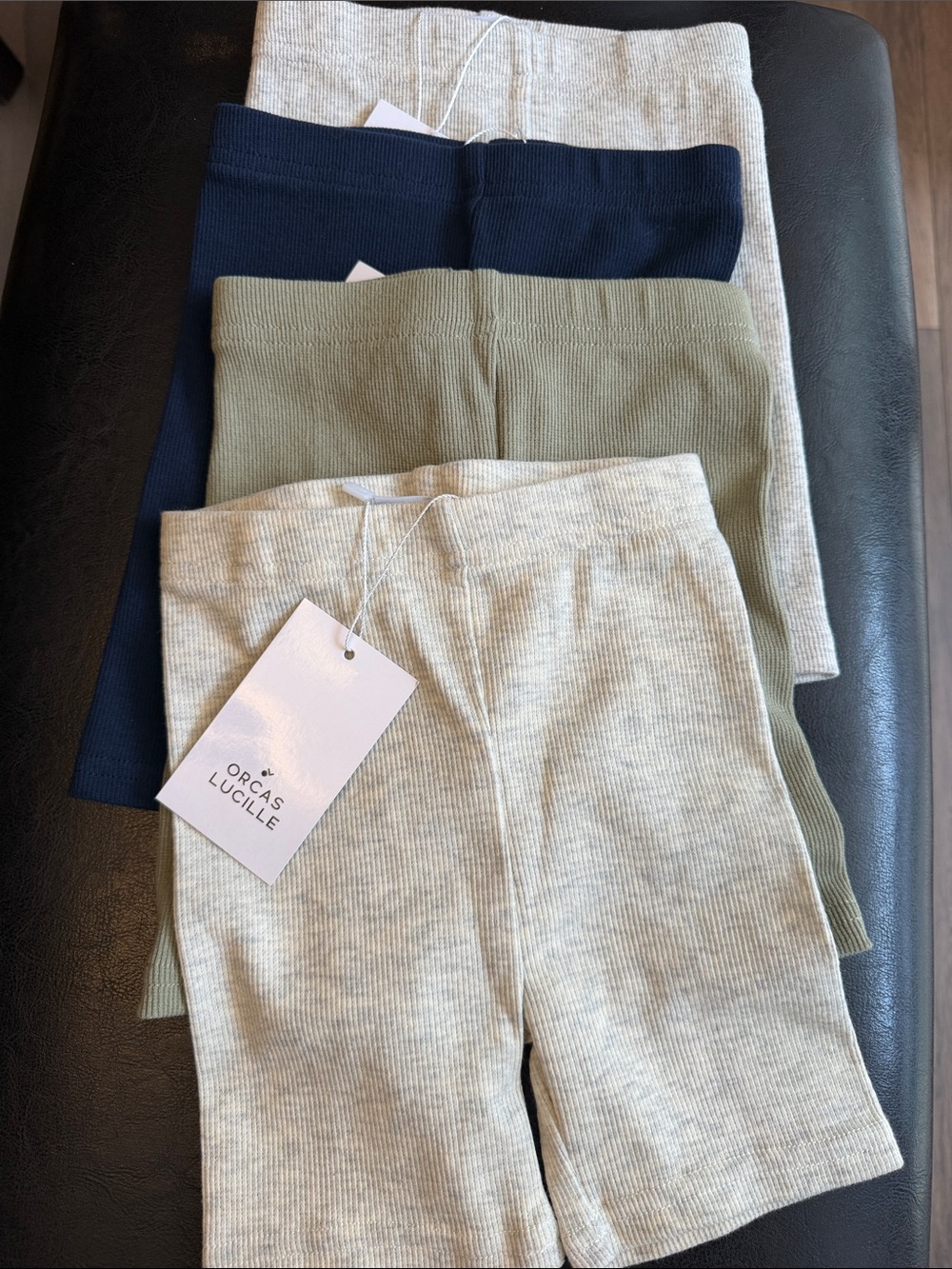 Orcas Lucille Unisex Toddler Ribbed Stretch Shorts - Neutral, Olive & Navy